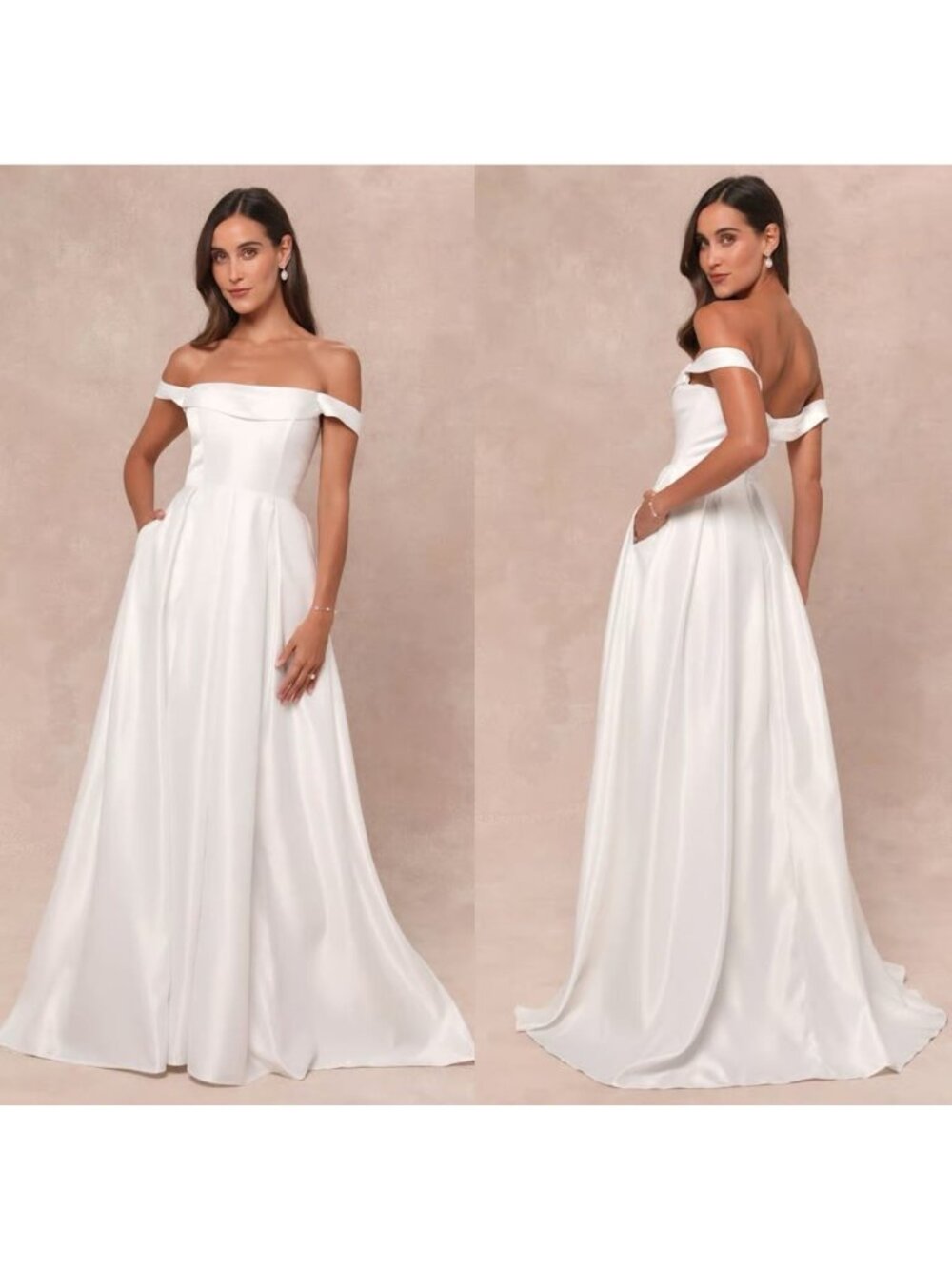 Lulus Extraordinary Vow White Off-the-Shoulder Maxi Dress Women's Size Large NWT